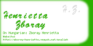 henrietta zboray business card